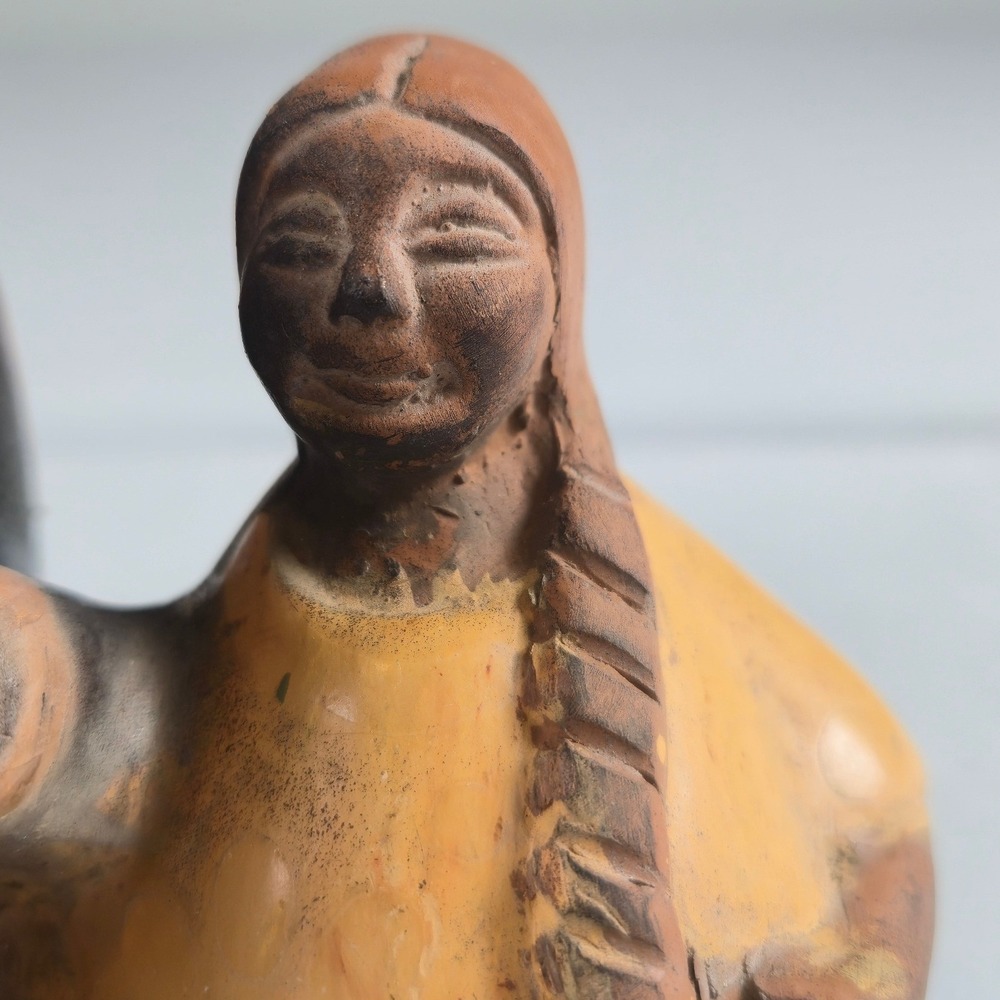 Chulucanas Peru Pottery Mother Daughter Ceramic Folk Art Figurine Hand Painted - Picture 8 of 12